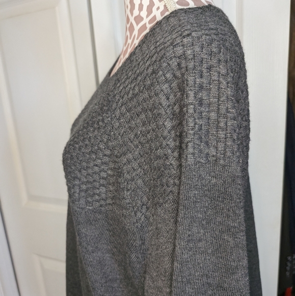 Talbots Woman 3X Gray Lambswool Nylon Blend Sweater Textured Knit Cozy Plus Size - Picture 5 of 9